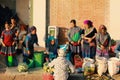 Hmong women selling vetgetable in Bac Ha market Royalty Free Stock Photo