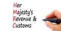 HMRC her majestys revenue and customs symbol. Concept words HMRC her majestys revenue and customs on beautiful white background.