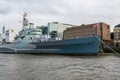 HMS Belfast in London at the Tower Bridge