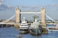 HMS Belfast, luxury yacht moored by Tower Bridge Royalty Free Stock Photo