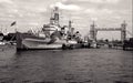 HMS Belfast in the Pool of London Royalty Free Stock Photo