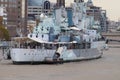 HMS Belfast on the River Thames in London,  England Royalty Free Stock Photo