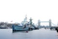 Hms belfast battleship river thames london uk Royalty Free Stock Photo