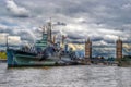 HMS Belfast and Tower Bridge, London.