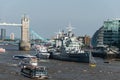 HMS Belfast warship, London Thames