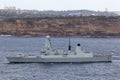 HMS Daring Type 45 Daring-class air-defence destroyer of the Royal Navy departing Sydney Harbor Royalty Free Stock Photo