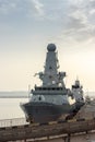 HMS Defender moored in the port