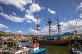 HMS Endeavour in Whitby, North Yorkshire Royalty Free Stock Photo