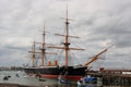 HMS Victorious an historic Royal navywar ship docked in Portsmouth