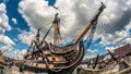 HMS Victory docked in Portsmouth. It was the flagship of admiral Nelson in Trafalgar Royalty Free Stock Photo