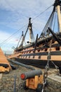 HMS Victory Famous warship involved in the battle of Trafalgar captained by Admiral Lord Nelson in 1765 Royalty Free Stock Photo