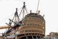 HMS Victory Famous warship involved in the battle of Trafalgar captained by Admiral Lord Nelson in 1765 Royalty Free Stock Photo