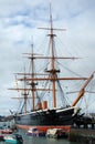 HMS Warrior, built in 1860, the world`s first ironclad warship, Royalty Free Stock Photo