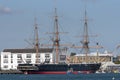 Historic HMS Warrior berthed in Portsmouth Harbour, UK