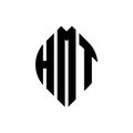 HMT circle letter logo design with circle and ellipse shape. HMT ellipse letters with typographic style. The three initials form a Royalty Free Stock Photo
