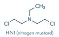 HN1 nitrogen mustard molecule. Skeletal formula.