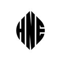HNE circle letter logo design with circle and ellipse shape. HNE ellipse letters with typographic style. The three initials form a Royalty Free Stock Photo