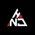 HNJ triangle letter logo design with triangle shape. HNJ triangle logo design monogram. HNJ triangle vector logo template with red Royalty Free Stock Photo