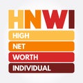 HNWI - High Net-Worth Individual acronym, business concept background