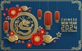 Happy chinese new year 2024 year of the chinese dragon zodiac with on color Background