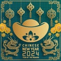 Happy chinese new year 2024 year of the chinese dragon zodiac with on color Background Royalty Free Stock Photo