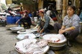 Ho Chi Ming, Vietnam - 27 October 2011: Street market of fruit vegetables and meats in the Vietnamese city of Ho Chi Ming