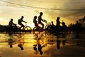 Ho Chi Minh city, flood tide, sunset