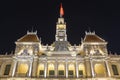 Ho Chi Minh City Hall Saigon Head Office Legislature Building Exterior Night Time Royalty Free Stock Photo