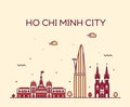 Ho Chi Minh City Saigon skyline Vietnam vector Royalty Free Stock Photo