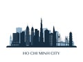 Ho Chi Minh City skyline, monochrome silhouette. Royalty Free Stock Photo