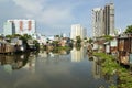 Ho Chi Minh City slums by river, Saigon, Vietnam