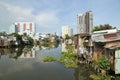 Ho Chi Minh City slums by river, Saigon, Vietnam Royalty Free Stock Photo