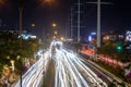 Ho Chi Minh City, Vietnam - April 23 2023: Timelapse exposure photo whith white light on Pham Van Dong street, Ho Chi Minh City,