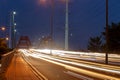 Ho Chi Minh City, Vietnam - April 23 2023: Timelapse exposure photography on Binh Loi Bridge, Ho Chi Minh City