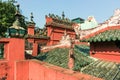 The vintage ornate rooftops of the ancient Taoist temple of the Jade Emperor\'s Pagoda in