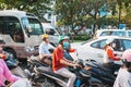 HO CHI MINH CITY,VIETNAM - DEC 10: Road congested with motorists in Ho Chi Minh City Saigon, Vietnam