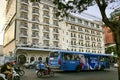 Ho Chi Minh City, Vietnam - February 9, 2019: Cityscape of Ho Chi Minh City. European style historic Majestic Hotel Saigon