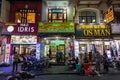 Ho Chi Minh City, Vietnam: garbage in front of Halal food Muslim restaurants in the night street next to Ben Than
