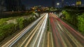 Traffic rushes at Thu Thiem tunnel exit at night