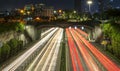 Traffic rushes at Thu Thiem tunnel exit at night