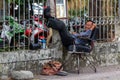 Street barber Ho Chi Minh city Vietnam Royalty Free Stock Photo