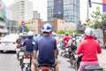 Ho Chi Minh City, Vietnam - September 1, 2018: The motorcycles are running in downtown Ho Chi Minh City.