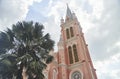 Ho Chi Minh City, Vietnam - 03.07.2023: View of the pink Tan Dinh church