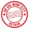 HO CHI MINH CITY - VIETNAM, words written on red postal stamp Royalty Free Stock Photo