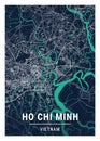 Ho Chi Minh - Vietnam Blue Dark City Map