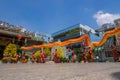 Ho Chi Minh, Vietnam - February 18, 2015 : Dragon dancing to celebrate Lunar New Year at Thien Hau Pagoda Royalty Free Stock Photo