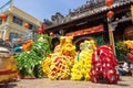 Ho Chi Minh, Vietnam - February 18, 2015 : Lion dancing to celebrate Lunar New Year at Thien Hau Pagoda Royalty Free Stock Photo