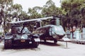 HO CHI MINH , VIETNAM- NOVEMBER 23, 2018 : Ancient helicopter and tank at Vietnamese War Remnants Museum, museum keep history Royalty Free Stock Photo