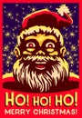 Ho ho ho! Christmas vector illustration, vintage santa claus fat belly laugh