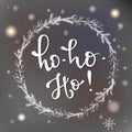 Ho ho ho. Hand drawn lettering phrase. Christmas theme. Design element for poster, banner, card, flyer. Vector.